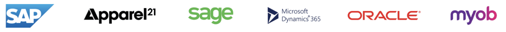 Logos of ERP platforms integrated with KLN Online and VBO